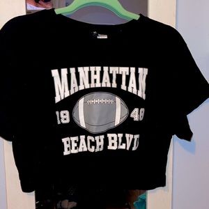 H&M black graphic tee cropped top